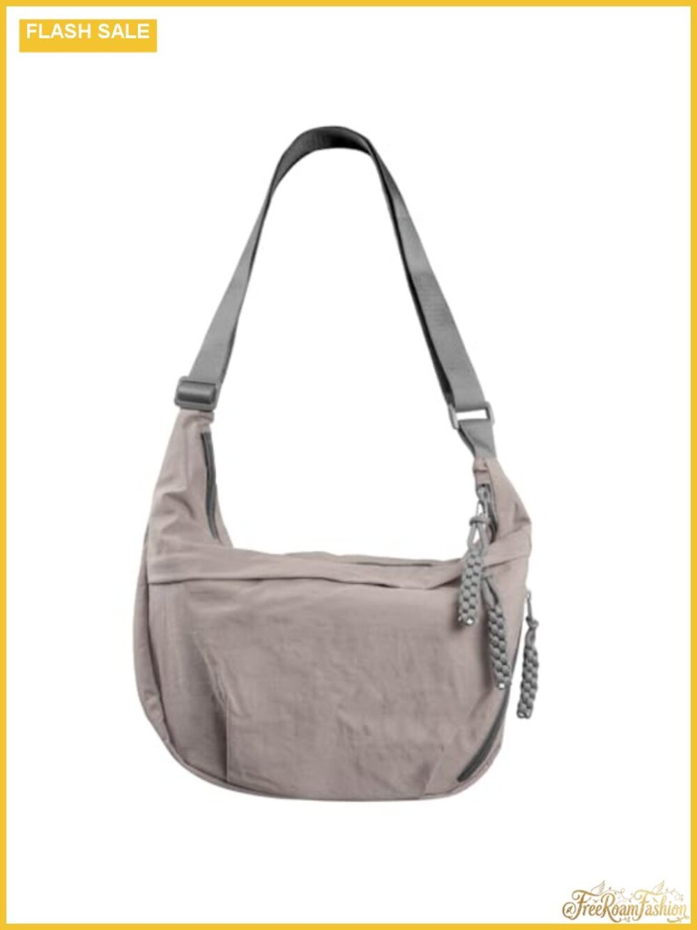 Nylon Hobo Crescent Crossbody Bag Multi-Pocket Sling Half Moon Shoulder Purse